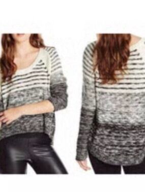 Michael Stars Women's Gray Ombre Scoop-Neck Raglan Sleeves Knit Sweater M/L